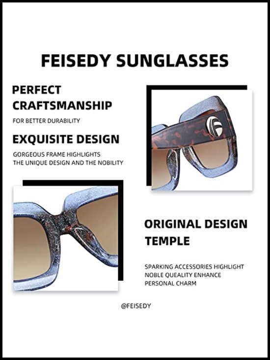 Oversized Retro Square Sunglasses Vintage Inspired Shades Non-Polarized UV
